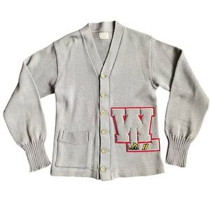 VTG McMillan Sans Knit Varsity Sweater Cardigan Worsted Wool Wrestling Grandpa